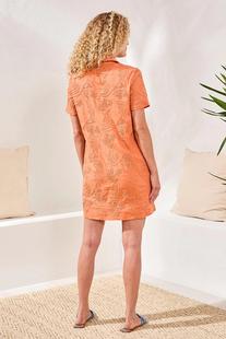 Tribal Women's Textured Cotton Short Sleeve V-Neck Tunic Dress Alternate View
